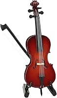 Vista 6 de Dselvgvu Wooden Miniature Cello with Stand, Bow and Case Mini Musical Instrument Cello Replica Collectible Figurines Dollhouse Accessories
