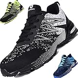  SUADEEX Sicherheitsschuhe Herren Arbeitsschuhes Schutzschuhe Stahlkappe Anti-Smashing Anti-Piercing Reflektierend Leicht Sportlich Atmungsaktiv Schwarz Gr.41