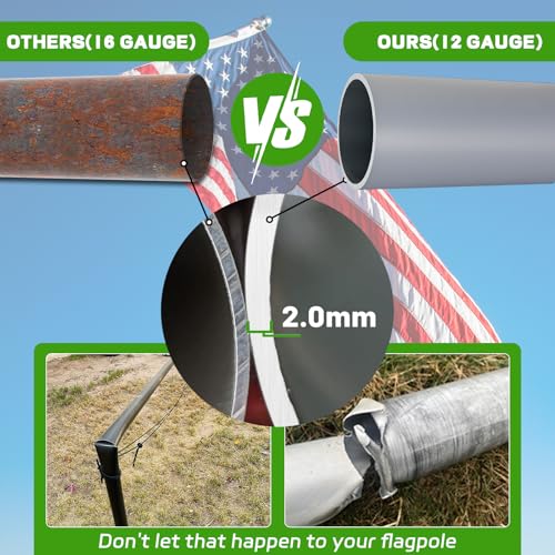 Image of NELXINJO Heavy Duty 25FT Flag Pole -12 Gauge Extra Thick Aluminum Flagpole kit for Outside House,Grey