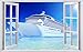 Produktbild DesFoli Kreuzfahrt Schiff 3D Look Wandtattoo 70 x 115 cm Wanddurchbruch Wandbild Sticker Aufkleber F554