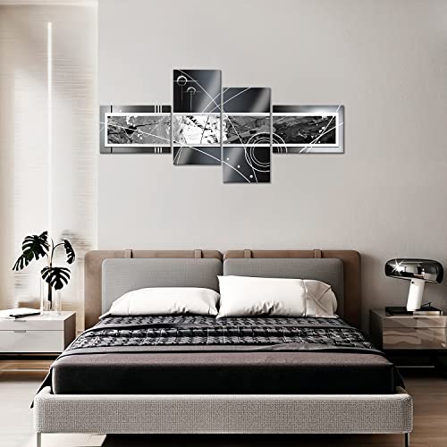 Large Abstract Wall Art,Grey And White Canvas Print 4 Piece Wall Painting Contemporary Modern Artwork Picture For Living Room Bedroom Wall Decoration Home Décor #TOP3