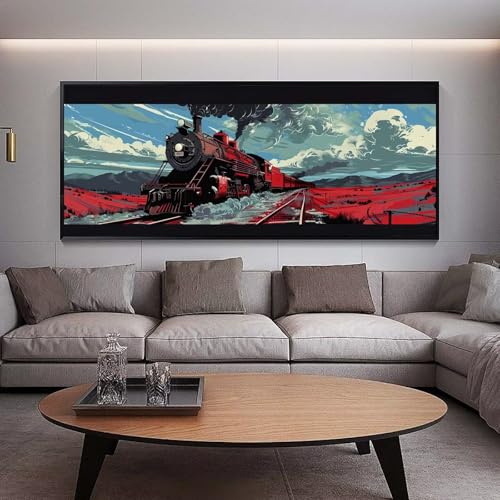Diamond painting adulte grand format train XXL 120x50 cm broderie diamants complet