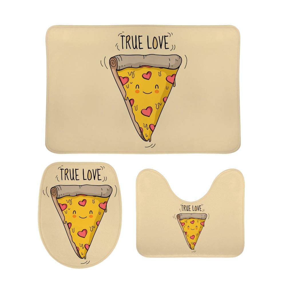 Lot de 3 tapis de bain True Love en velours corail ultra absorbant