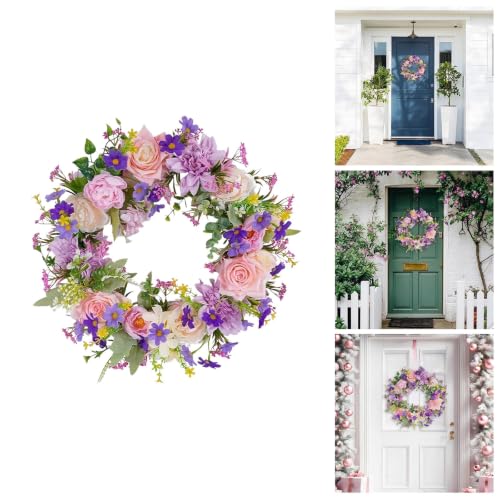 15.75 Inches Mixed Rose Art Rural Style Fall Wreaths for Front Door - image 2