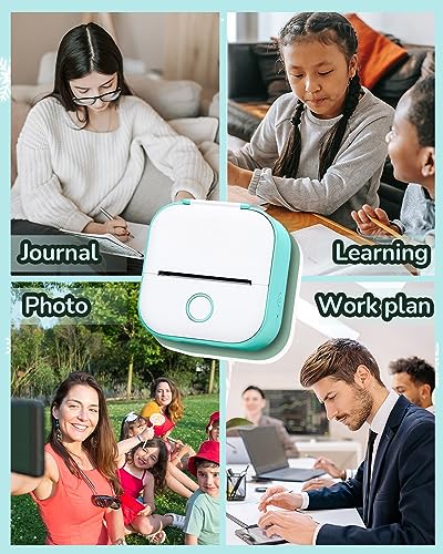 Image of Memoqueen Mini Sticker Printer, T02 Thermal Print Pods Mini Printer Sticker Maker Machine, Gift for Valentine, Birthday, Impresora Portatil, Diaries, Memos, Photo, Compatible with iOS & Android