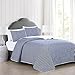 Market & Place 3 Piece Reversible Quilt Set with Shams | All-Season Soft & Lightweight Bedspread with Modern Striped Pattern | Nora Collection (King, White/Navy)