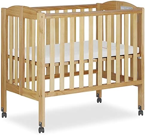 Dream On Me 2 in 1 Portable Folding Stationary Side Crib in Natural, Greenguard Gold Certified , 40x26x38 Inch (Pack of 1)