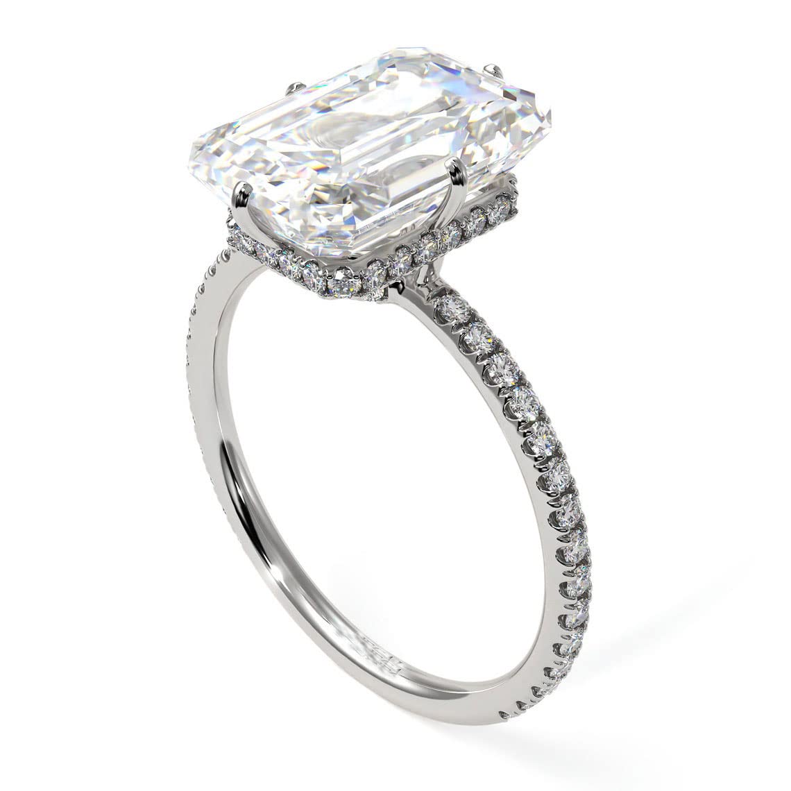 Anillo de compromiso de plata 925 con sofisticado corte esmeralda personalizable 8