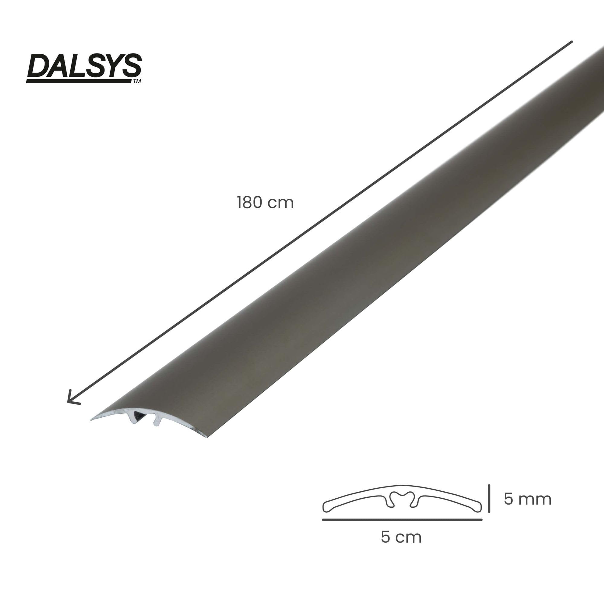 Profil d'adaptation Dalsys 180cm x 50mm, aluminium champagne, profil de compensation de hauteur, barre de seuil sol, barre de transition extra large pour stratifié et vinyle, seuil de porte