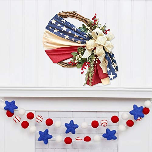 AOJIAN Independence Day Patriotic Wreath for Front Door, Simulation Artificial Garland Hanging Wreath and Veterans Day Decoration (A-Multicolor)