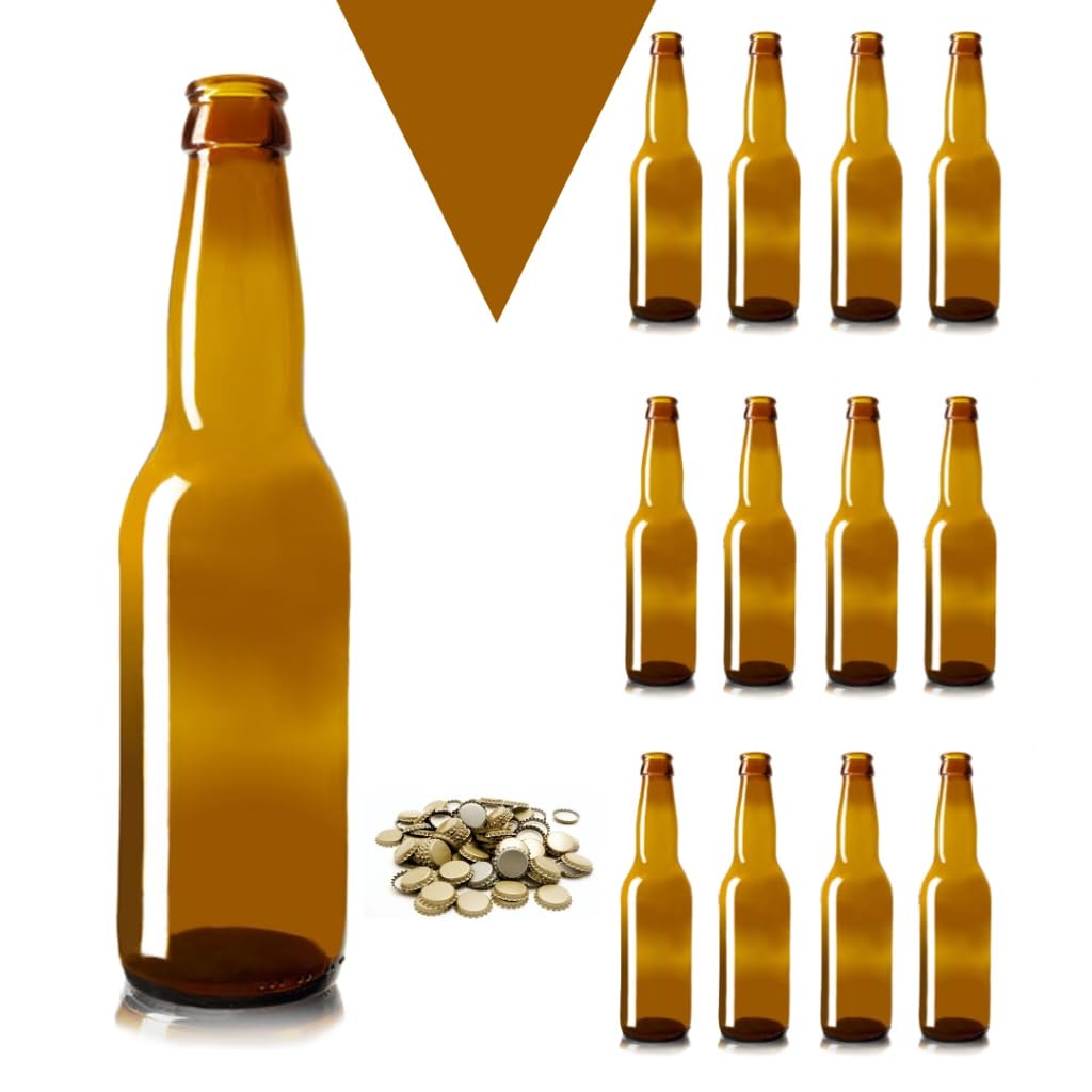 30 Bottiglie Birra Vuote Vetro Ambra 33 Cl Con Tappi Corona - Kit Per Home Brewing E Conservazione - Foto 3