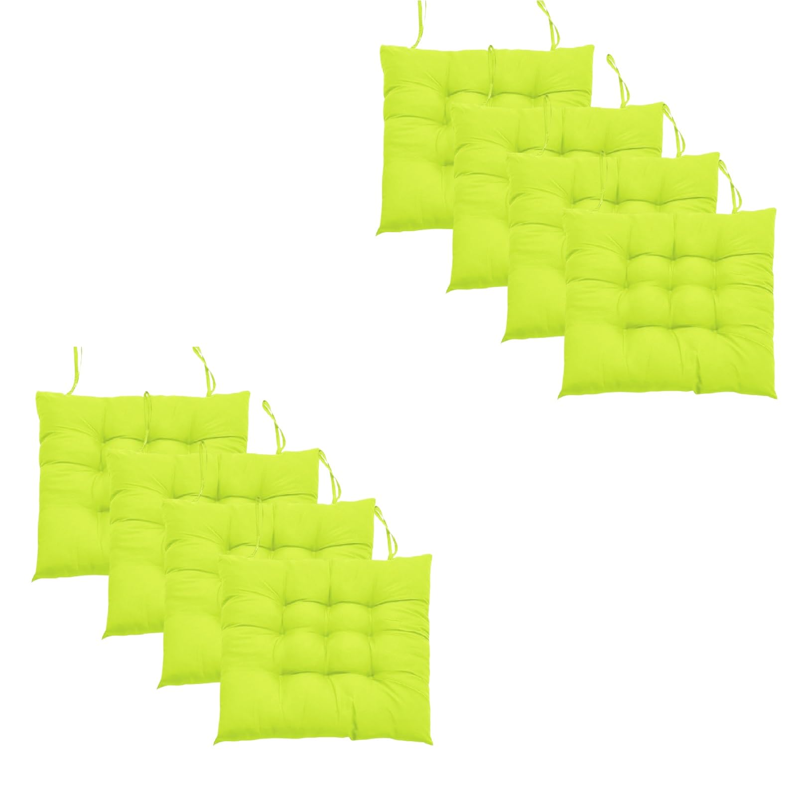Holdfiturn Seat Pads for Dining Chair 40x40cm Garden Chair Cushions with Ties Comfortable Washable Square Seat Pad for Garden Kitchen Dining Outdoor Office Classroom (8Pcs Green)