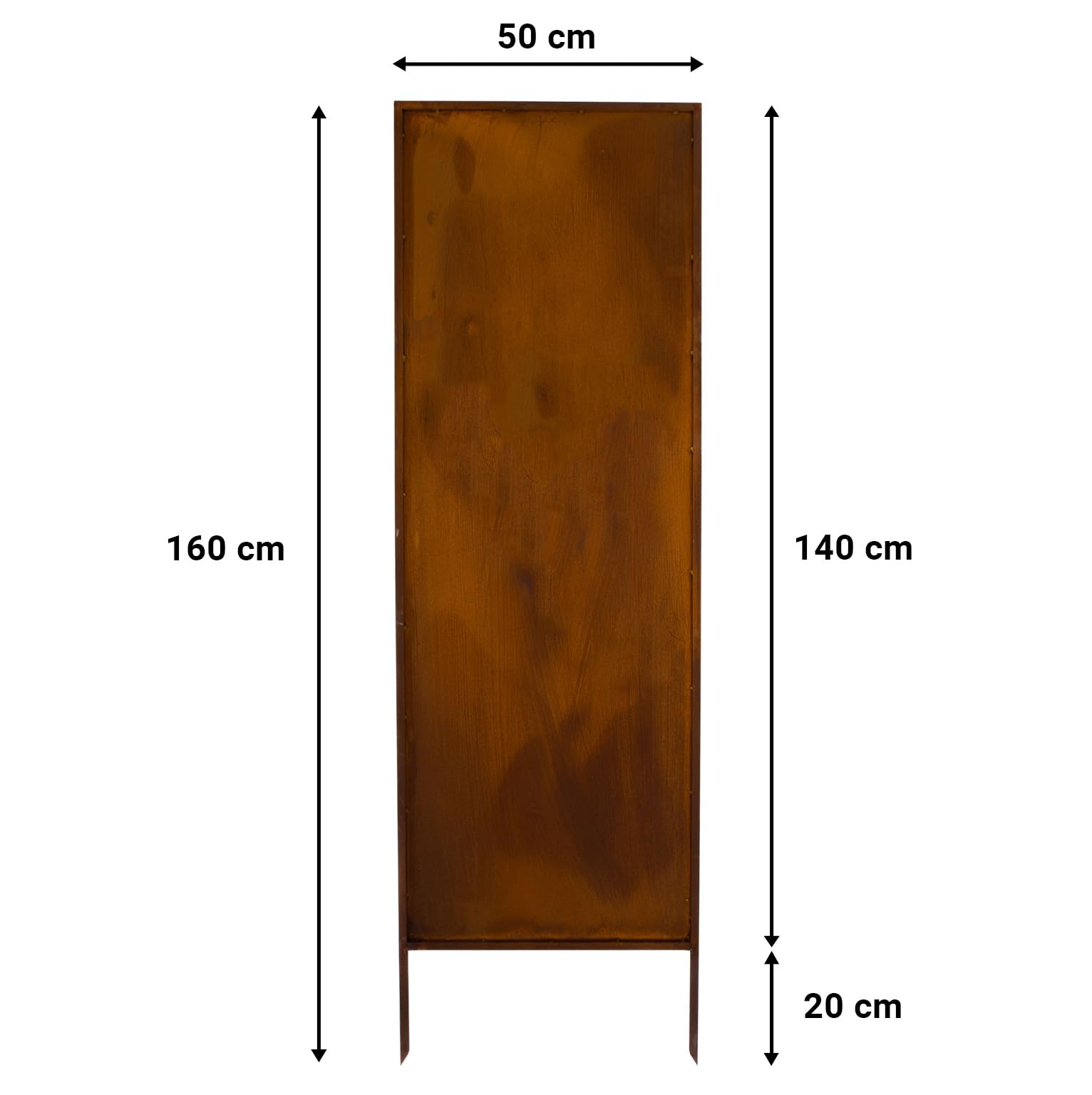 Kapaga - Sichtschutz Metall 4x -160x50 cm - Edelrost - Rostoptik, Patina | für Garten und Terrasse - Corten, Sichtschutzelement - Sichtschutzwand - Gartendekoration Zaun - Rost (Strauch) (Rein)
