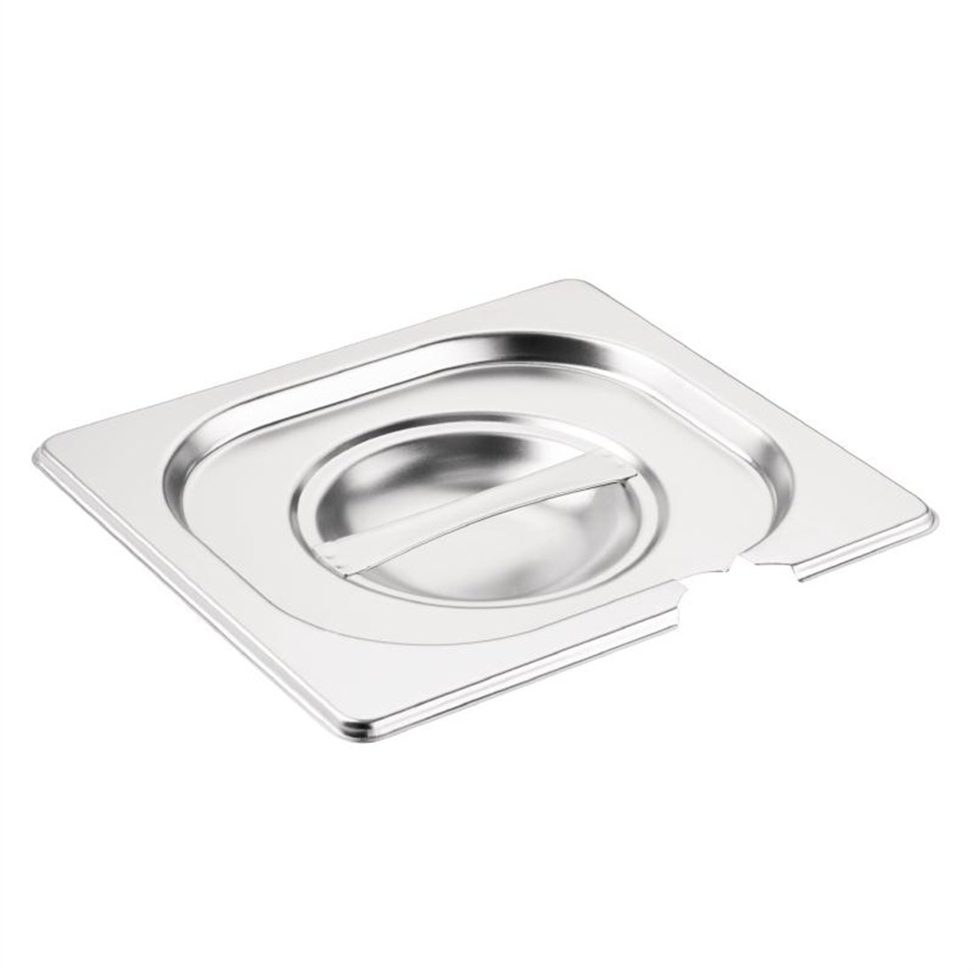 Vogue 12285 Stainless Steel 1/6 Gastronorm Notched Lid Cover Top Food Storage, Silver