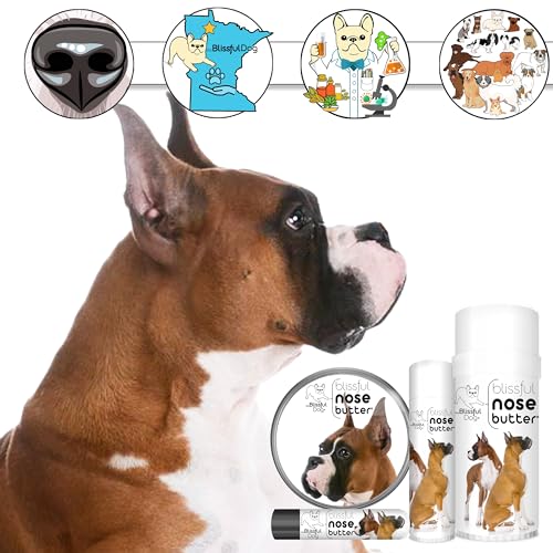 Image of The Blissful Dog Show Boxer Nose Butter for Dry, Cracked Skin, Lick-Safe Dog Nose Balm with Moisturizing Shea Butter, Almond, Olive, and Essential Oils, Pet Supplies, Uncented, 0.50 oz.