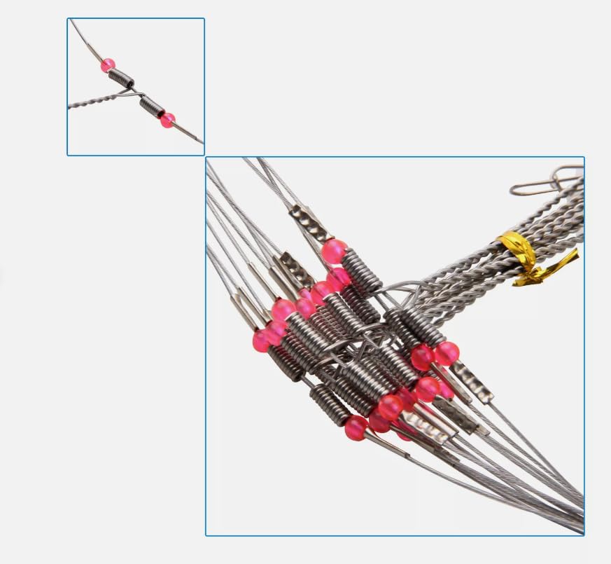 10 cuerdas de pesca con 2 y 3 brazos, 40cm, acero inoxidable miniatura 6