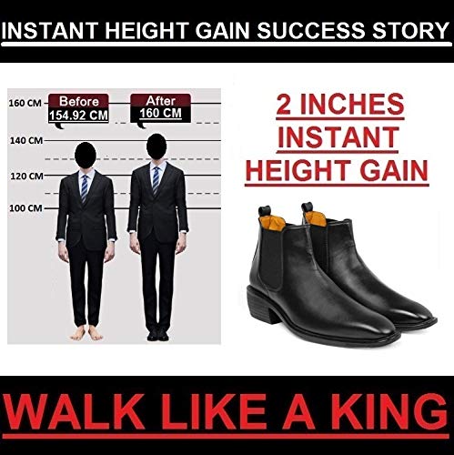 Image of BXXY Men's Height Increasing Elevator Faux Leather Office Wear Chelsea Boot