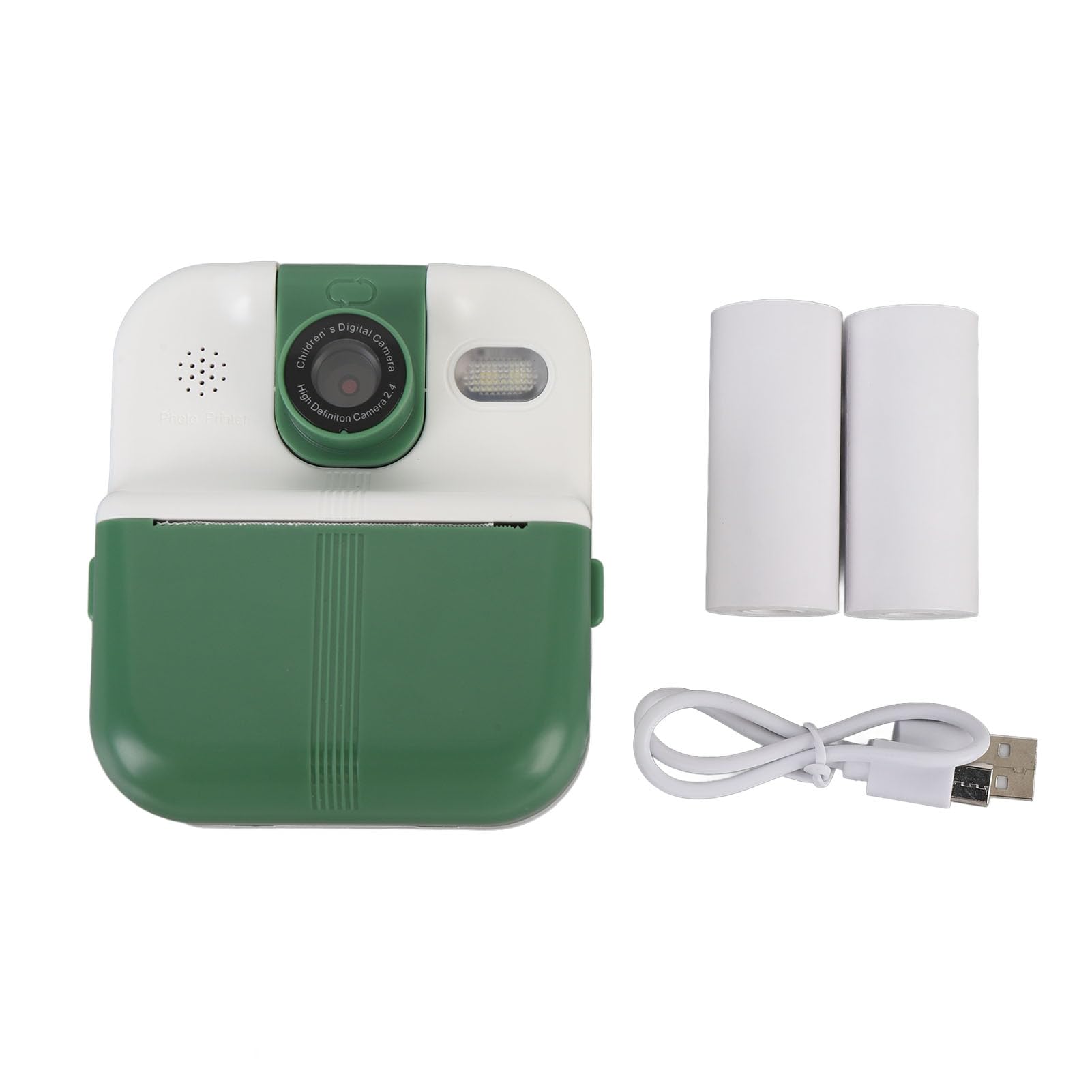 Fotocamera Istant Print 48MP Foto 1080p Video 2.4 Nella schermata IPS Portable Camera da 1200 mAh Supporto Music Games Gioca con lente rotante a 180 gradi (Verde)