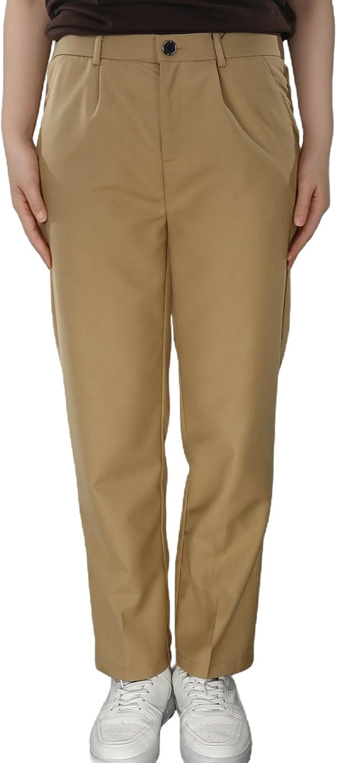 Girls Boys School Uniform Pants Stretch Straight Fit Back to School Chino Pants Flat Front Dress Trousers 2-16 Years