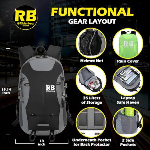 image for riderbag Reflective Motorcycle Backpack – Lightweight Hi Viz Riding 