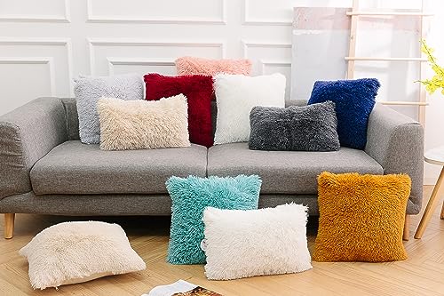 Image of Lumbar Faux Fur Throw Pillow Covers for Couch Decorative Pillows 12x20