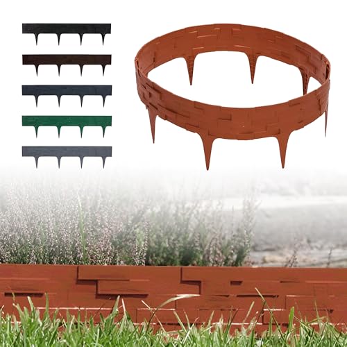GARDENIX Stein Rasenkante Kunststoff - Beetumrandung Steinoptik, 3.16m Gartenpalisade, Beeteinfassung Terracotta, 4 Module, UV-beständig Beetzaun, Gartenpalisade Vielseitig Einsetzbar