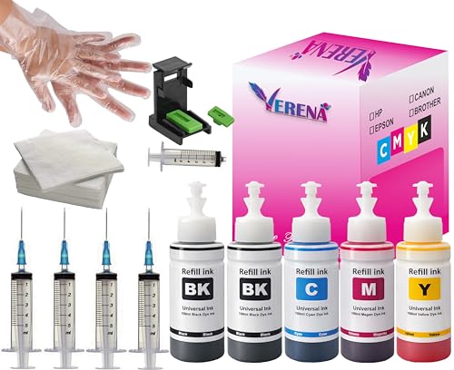 Image of VERENA Refill Kit Compatible for Canon Pixma E470, E470, E477, E400, E410, E417, E560, E3370, E4570, MG2577S Printers Cartridges (2BK &3 Colour Refill Kit Set)