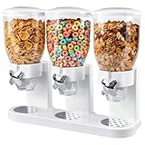 Drei-fach Müslispender für die Arbeitsfläche 2L, luftdichte Müsli-Container zur Aufbewahrung, Gesamtkapazität 6L für Küchenschrank, drehbarer Trockenkost-Spender für Bonbons, Nüsse, Kaffebohnen, Weiß
