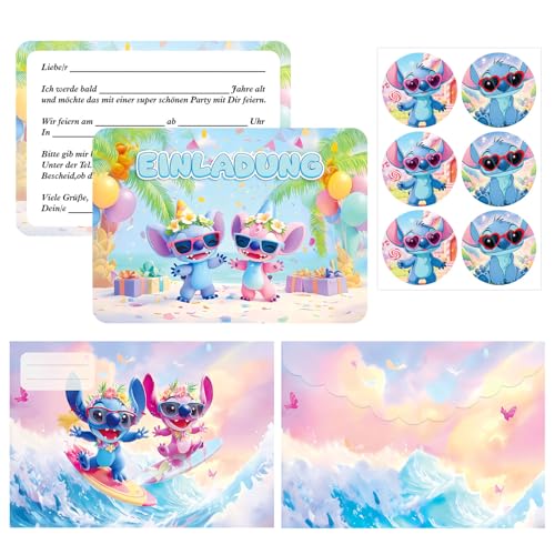 SYSYSYYASNL Deutsche Version Einladungskarte zum Kindergeburtstag Einladungskarte zum Kindergeburtstag mit Cartoon-Motiven - Geeignet für 12 Personen exquisites Design perfekte Partyeinladungd