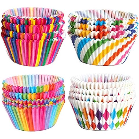 shyymaoyi Colorful Rainbow Lightweight Practical Disposable High Temperature Resistant Cake Cup Cake Case Muffin Baking Cup Tool 100Pcs Cover