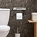 Retro Industrial Style Wall-Mounted Iron Pipe & Wood Toilet Paper Holder with Wood Shelf Phone Tray for Bathroom Kitchen (Washed White)
