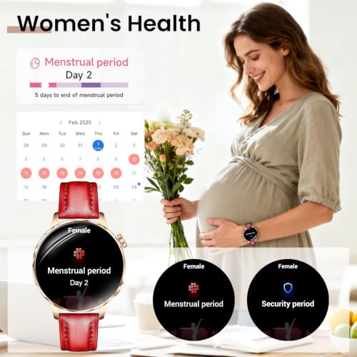 Image of Smart Watches for Women, 1.27'' Smart Watch (Answer /Make Calls) Compatible with iPhone /Android Phones, IP68 Waterproof Fitness Tracker Watch with Sleep Monitor,100+ Sports Modes (Red)