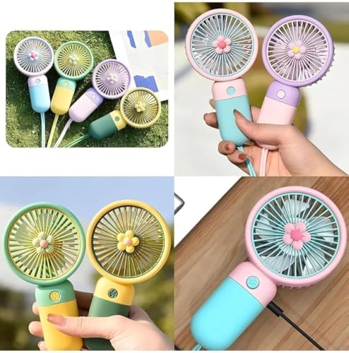 Image of Portable Handheld USB-C Rechargeable 3 Adjustable Speeds Mini Fan for Home Office & Outdoors (Purple)