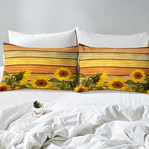 Housse de couette texture en bois et fleurs pour une chambre style chalet nature - 6