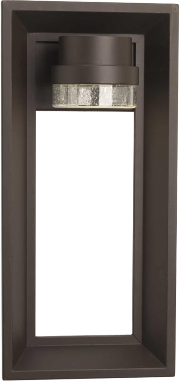 Progress Lighting Z-1010 LED Collection 1-Light Clear Seeded Glass Modern Outdoor Wall Lantern Light Architectural Bronze
