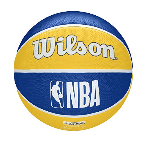 Image of Wilson Plastic Basketball NBA Team Tribute Basketball Gs Warriors, Yellow /Blue /White, 4