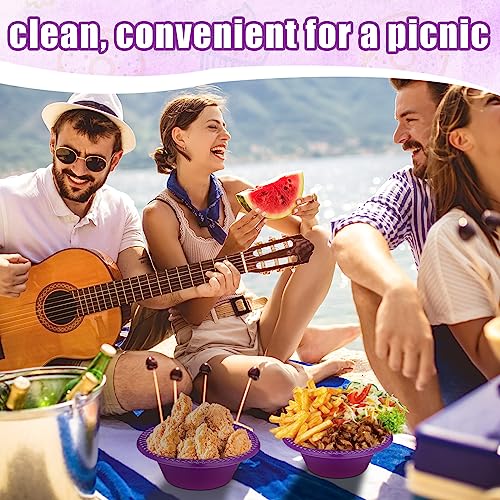 Image of Lallisa 100 Pcs 12oz Purple Disposable Plastic Bowls Halloween Party | Dessert Cups for Ice Cream Salad Soup, Serving Bowls for Picnic, Colored Party Supplies, Food Safe Sturdy