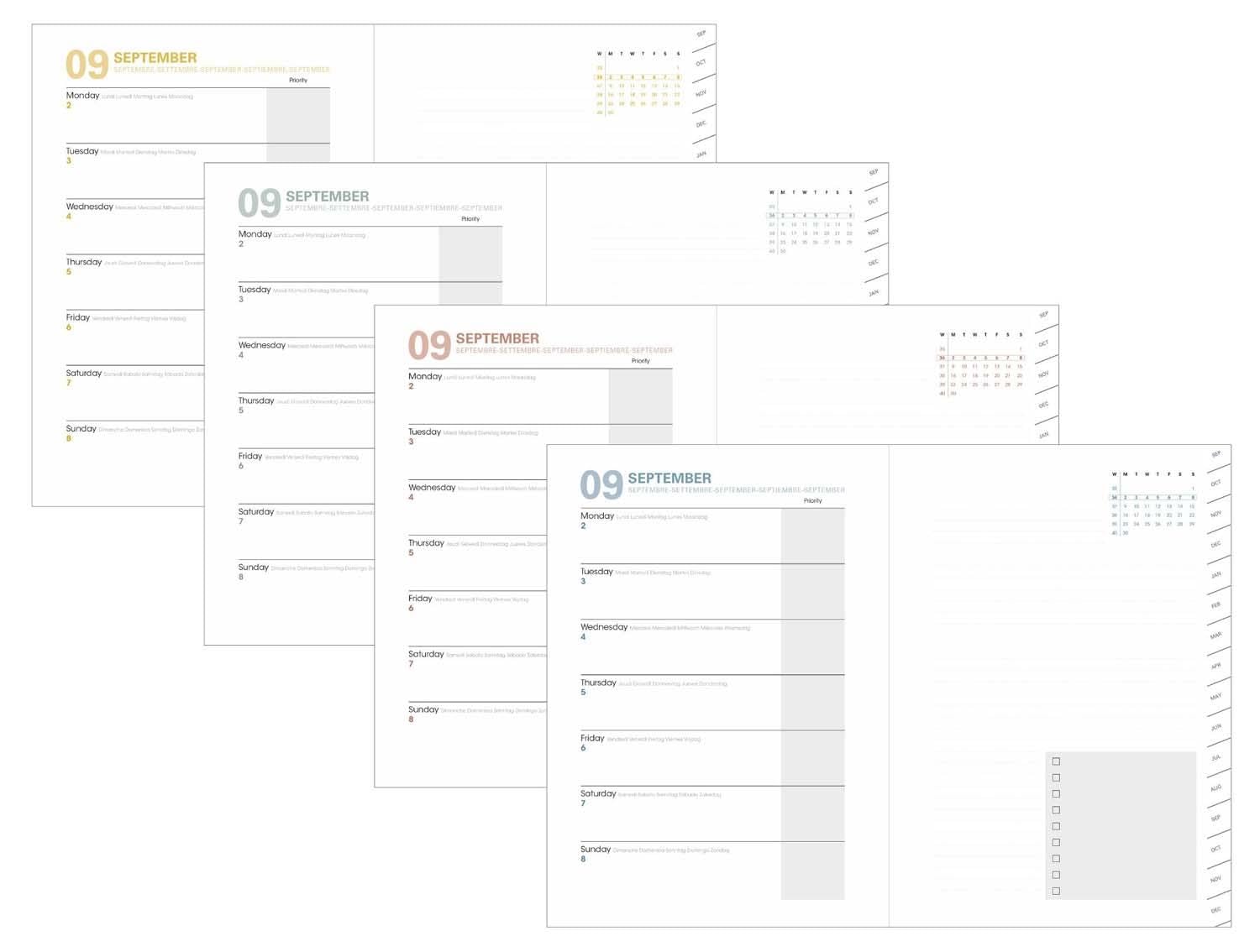 Quo Vadis - Agenda 16 Mois - 2025-2026 - Plan Note Semainier Notes Multilingue Andrea 16 Mois Sept Dec 15x21 Cm