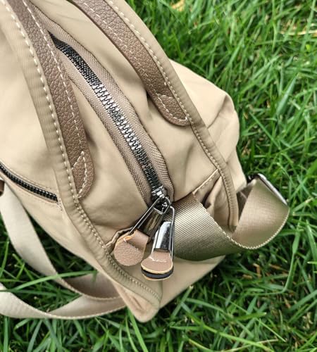 Women’s Nylon Crossbody Bag – Lightweight Shoulder Purse with Zipper, Compact Casual Tote in 3 Neutral Colors3