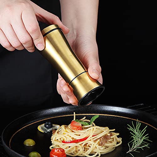 Kyraton Gold Salt And Pepper Shakers, Titanium Plating Stainless Steel Salt And Pepper Grinders Refillable Pepper Grinder, Pepper Mill, Salt Grinder, Salt Shaker, Salt Pepper Shaker Set Of 2 #TOP5