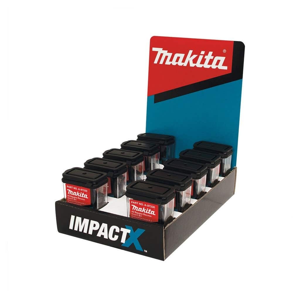 Makita A-97330-10 Impactx 2 Square Recess 1" Insert Bit, 10 x 25-Pack, Display