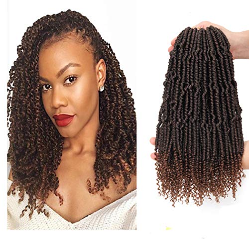 Bomb Twist Crochet Hair Mini Passion Twist Hair 6Packs Prelooped Crochet Braids Synthetic Hair Extension 2x Bomb Twist Braiding Hair (T1B/30)