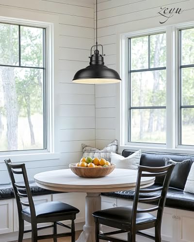 Image of zeyu Black Pendant Lighting, 2 Pack Hanging Kitchen Lights, 1-Light Pendant Light with Metal Dome Shade, Matte Black Finish, 016-1M-2PK BK