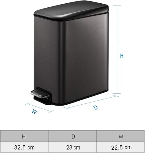 Miniatura 2 de Cubo de basura de cocina de acero inoxidable de 1.3 galones con pedales, cesta de basura con tapa, cubo interior, rectangular, papelera de reciclaje