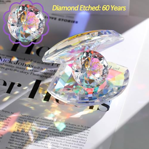 Crystal Shell 60th Anniversary Diamond Wedding Gifts for Couples Grandparents Her Presents 60 Years of Marriage Romantic Keepsake Ornaments for Home Decor - Image 2