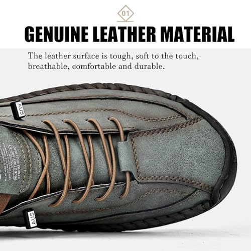 Optigard Men's Leather Chukka Ankle Boots Handmade Beck Shoes High Top Casual Waterproof Genuine Leather Slip On Lightweight Non-Slip Outdoor Booties for Hiking Camping Driving2