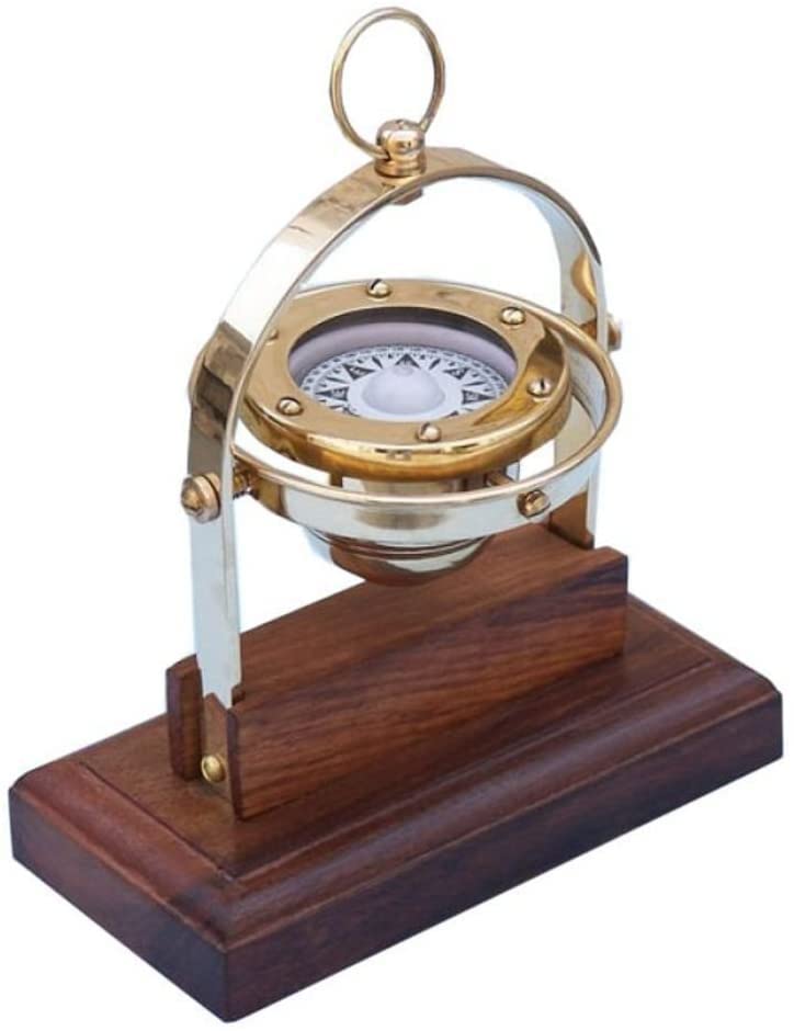 Brújula Ejecutiva con Gimbal Latón Antiguo 8 pulg miniatura 1