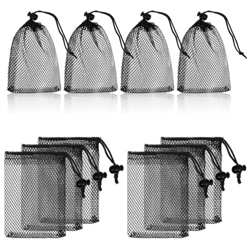 10 Bolsas de Malla Portátil con Cordón de Nailon Negro para Almacenamiento de Juguetes de Arena y Cosméticos en Viajes