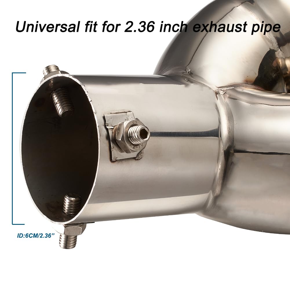 Blueshyhall Terminale di scarico doppio tubo 60 mm, silenziatore auto curvo, blu al forno, ovale, in acciaio inox curvo