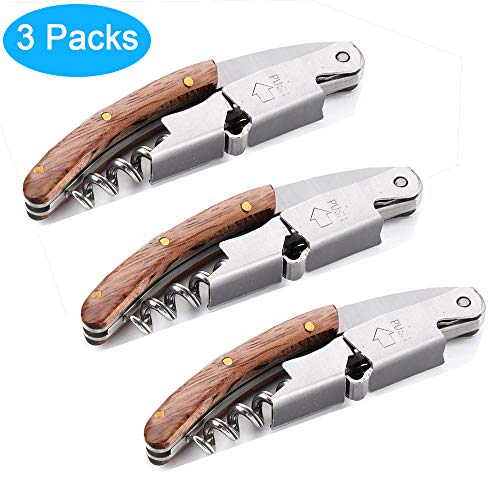 Professional Wine Opener Set of 3 Packs for Bartenders Waiters and Sommeliers in